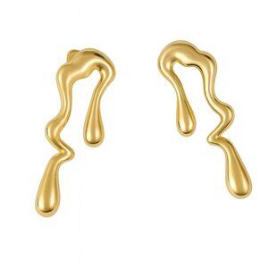 Gold Drip Earrings – Modern Statement, New & Never Used